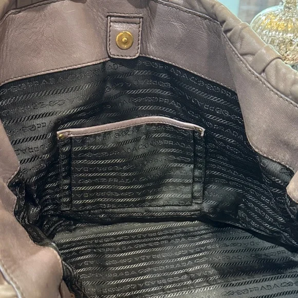 PRADA dark tan Leather Tote Bag - Picture 6 of 8